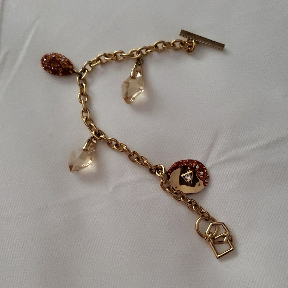 Swarovski Gold and Orange Charm Bracelet - Picture 2 of 6